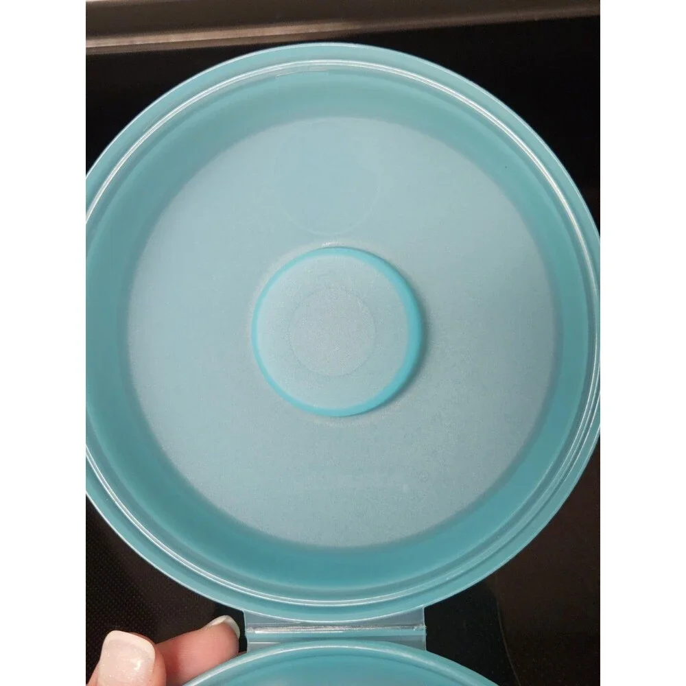 Tupperware Round Sandwich Bagel Keeper Teal No Insert 440A-1